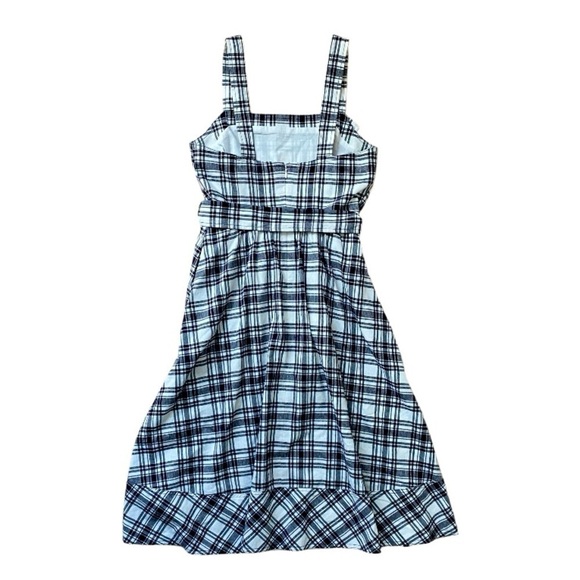 Ann Taylor Plaid Tie Waist Flare Midi Dress - Picture 2 of 7